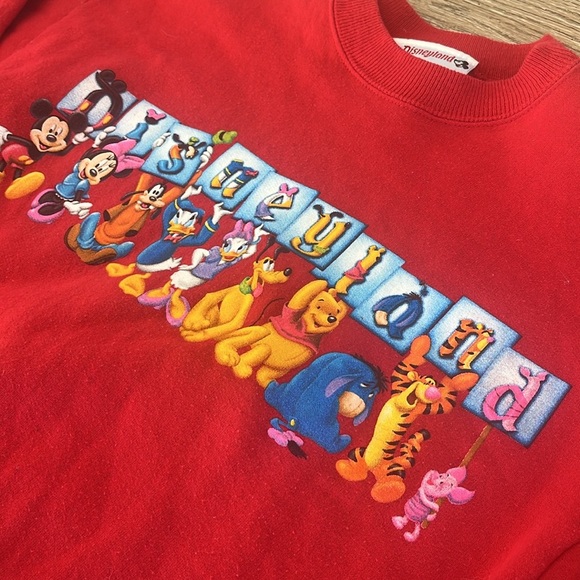 Vintage Disneyland Mickey & Friends Sweatshirt Red Youth Large Made in USA - Picture 5 of 10